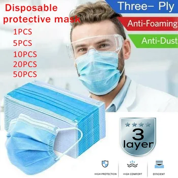 

50Pcs Mouth Face Masks Non-Woven Mask Anti-Dust Mask Mouth Mask Disposable Cotton 3 Filter Activated Carb Anti Pollution Mask