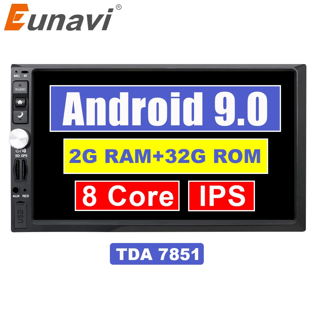 Eunavi Универсальный 2 din 7 ''Octa 8 ядерный Android 9 0 Автомобиль Радио Стерео gps