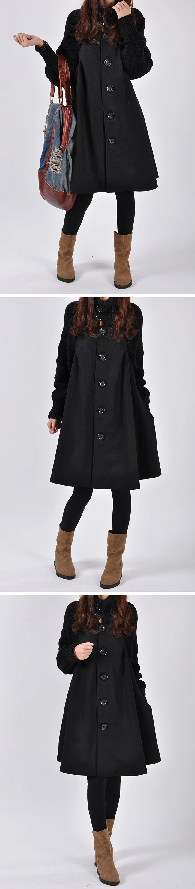 Тренч, осенне-зимнее шерстяное пальто большого размера со стоячим воротником, средней длины, свободного кроя, в Корейском стиле, Лидер продаж