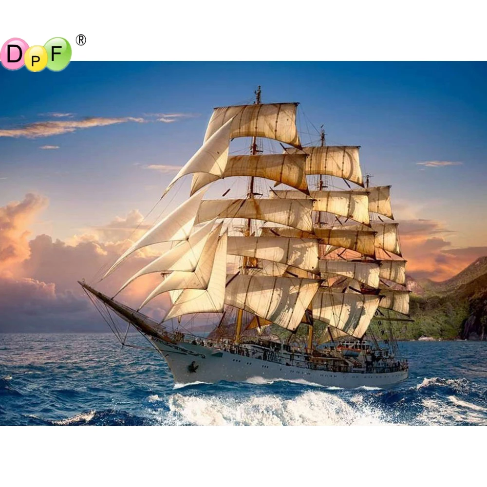 DPF 5D Round/square full Diamond Painting Cross Stitch sailboat Crafts Embroidery Mosaic Needlework kits Home Decor | Дом и сад