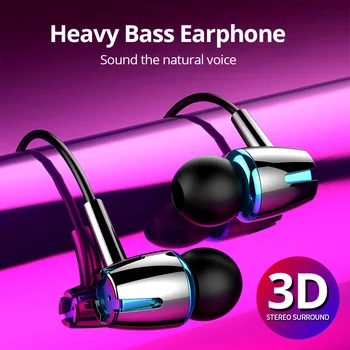 

In-Ear Wired Earphone 3.5mm AUX Wired Control Earbuds With Mic Stereo Bass Sport Mobile Phone Headset Soft Ear Caps Earphones