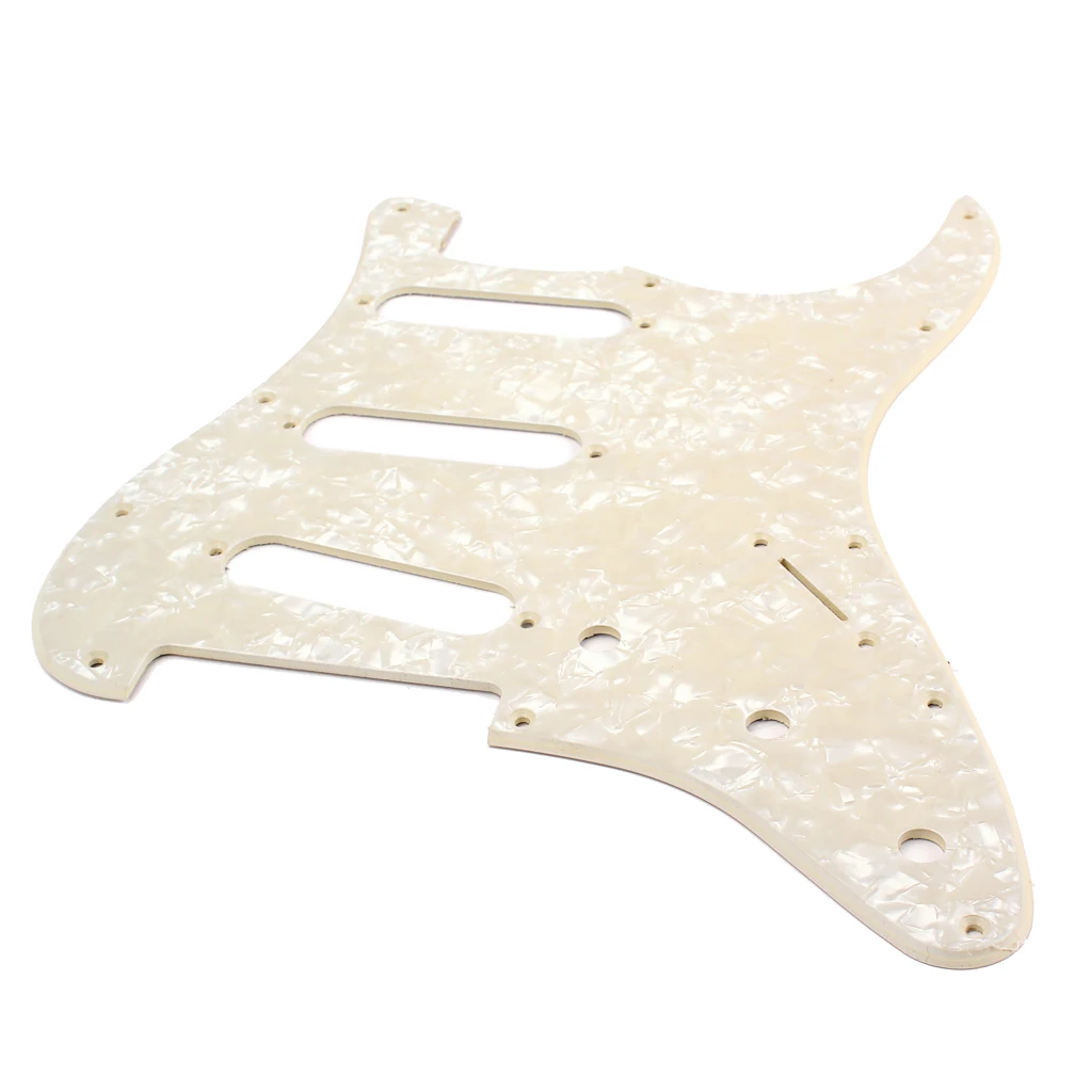 Polished 1 Set PVC Plastic SSS Electric Guitar Replacement Pickguard Anti-scratch Plate Cream