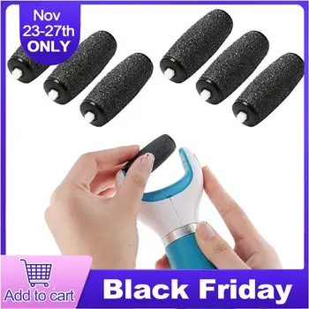 

6pcs Pedicure Refill Roller Electronic Feet File Tool Refill Roller Repair Tool Foot Care Pedicure Machine Device Head Black