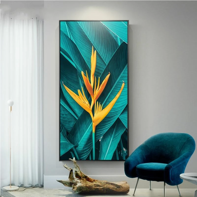 

Nordic Green Plants Poster Leaf Yellow Flower Canvas Painting Posters and Prints Wall Art Pictures for Living Room Home Decor