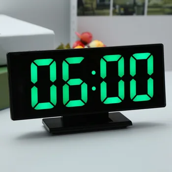 

Digital Alarm Clock LED Mirror Clock Multifunction Snooze Display Time Night LCD Light Table Desktop USB Cable 12/24-hour System