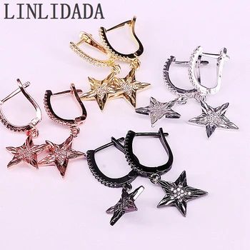 

6Pair Cz Zirconia Drop Earrings Elegant CZ Fashion Women Star Dangle Earring Jewelry Gifts