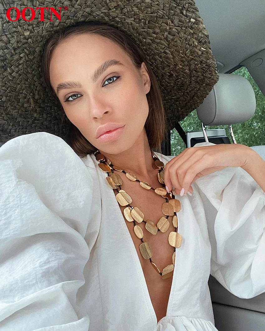 FREE SHIPPING Midi Dress Puff Long Sleeve V Neck OUT0835