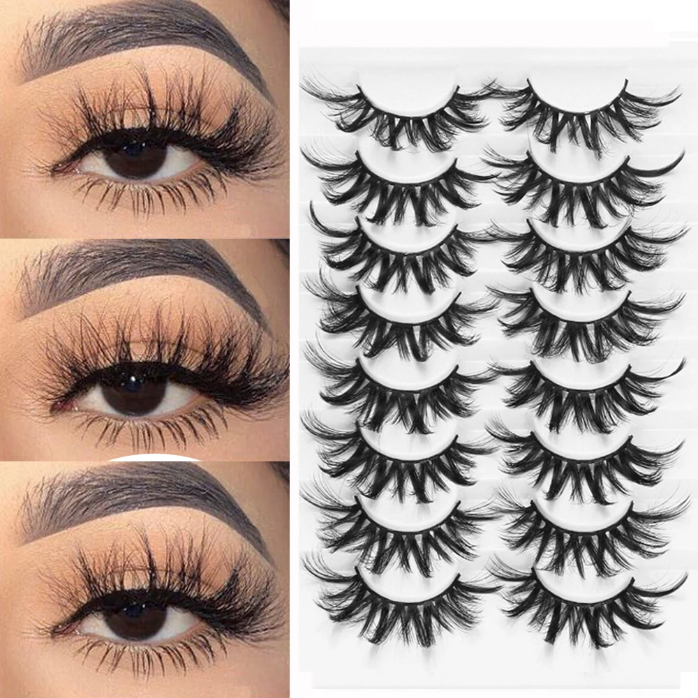 

8Pairs 3D Mink False Eyelashes Natural Wispy Fluffy Dramatic Volume Fake Lashes Extension Handmade Cruelty-free Eyelash Makeup