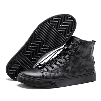 

2019 high quality new black brand shoes men's high-top outdoor lace sports running winter plus velvet warm fur casual plus size
