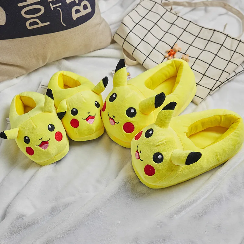 Plush Home Animal Slippers Warm Cotton Shoes Anime Pikachu Stich Cosplay Shoes Women /Men Lovers Kids Slippers Family Slippers