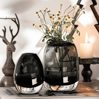 

HAND-MADE GLASS VASE CRAFTS FLOWER VASE FOR HOMES DECORATION ROUND THICK GLASS VASE HYDROPONIC CRAFTS DECORATIVE ORNAMENTS