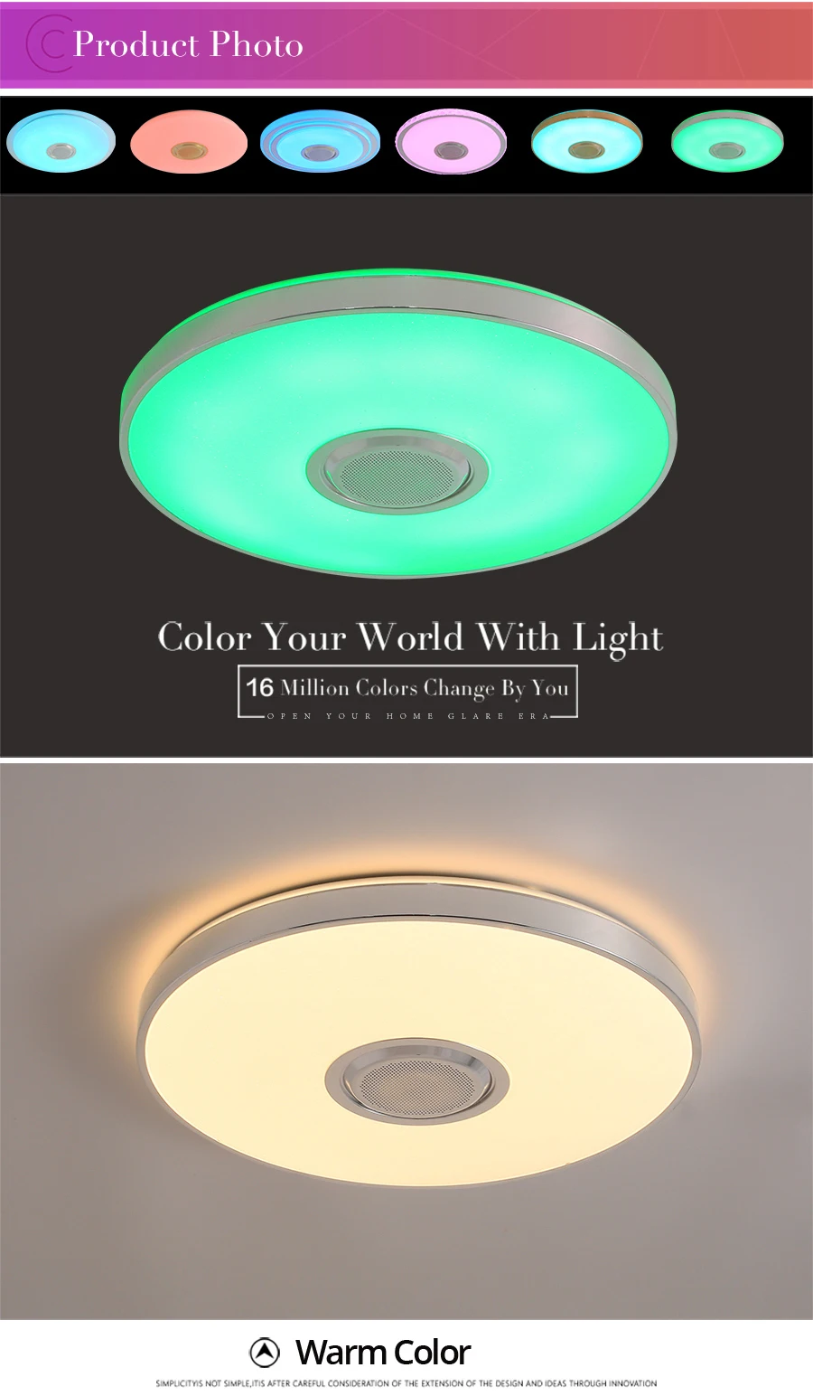 Aplicativo de Música Luzes de Teto de Led Lâmpada do Teto Sala de Estar Rgb e Controle Remoto Quarto 25 w 36 w 52 w Luz Lampara Techo 15 Luzes de teto