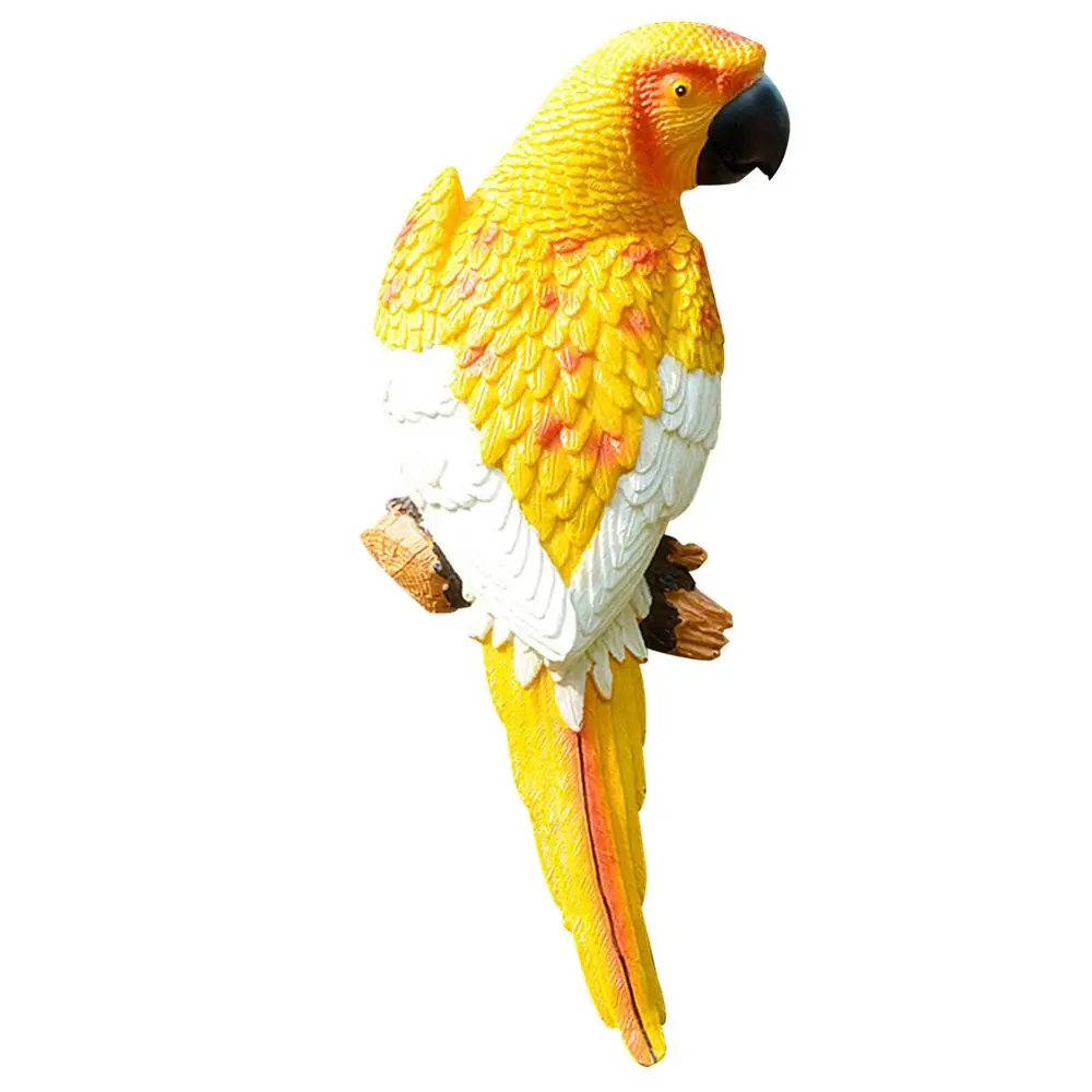 Yellow Тропические Macaws настенная скульптура Смола зеленая имитация попугая модель левый попугай Настенный декор зеленый - Цвет: Yellow