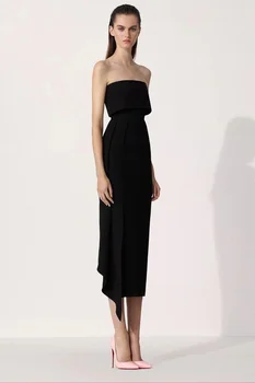 

Top Quality Summer Women Sexy Strapless Sleeveless Solid Black Bodycon Bandage Dress Vestidos 2020 Elegant Female Party Dress
