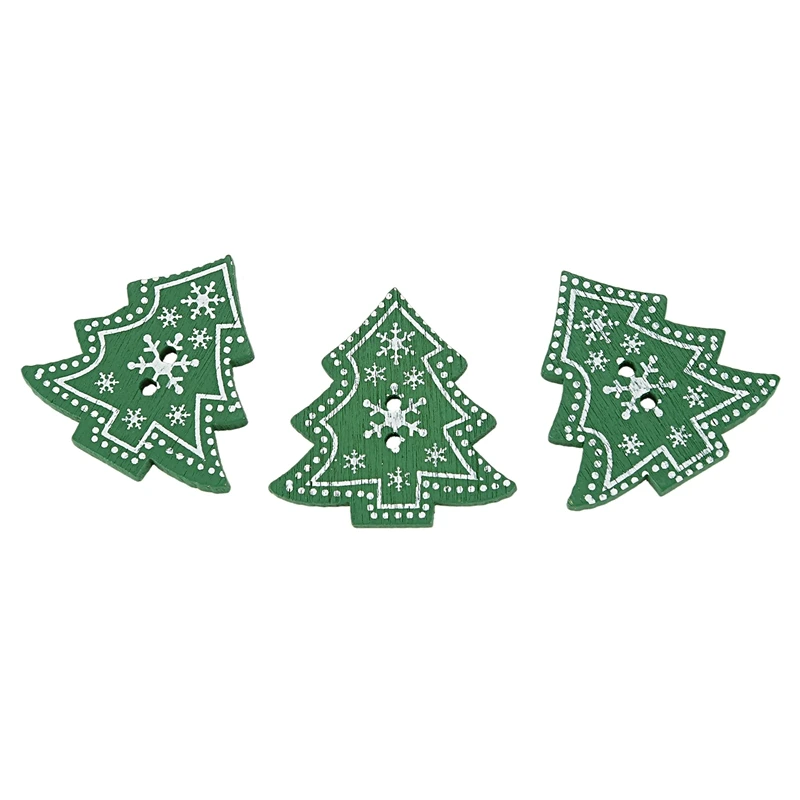 25 шт Рождественская елка форма украшения деревянные пуговицы с двумя отверстиями для шитья скрапбукинга Крафта
