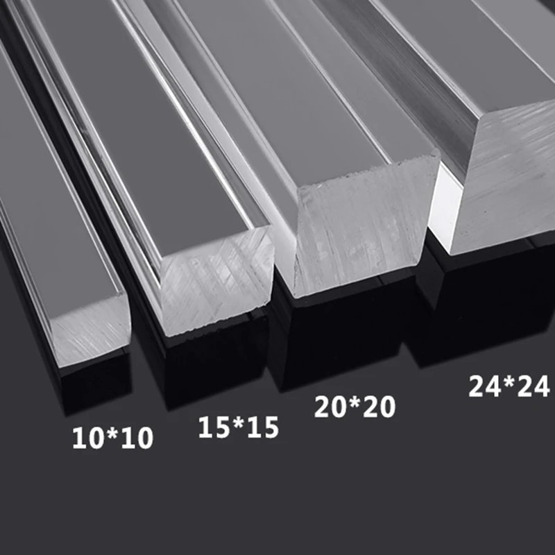 

100mm long 3/4/5/8/10/15/20/25/30mm side length Acrylic square rod transparent stick bar solid baton clear cudgel club customize