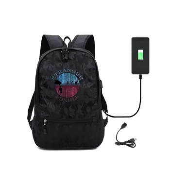 

Stranger Things Canvas Bags Backpack USB Charge Student Backpack School Bag Teenager Backpack Strange Things Bags Men Women