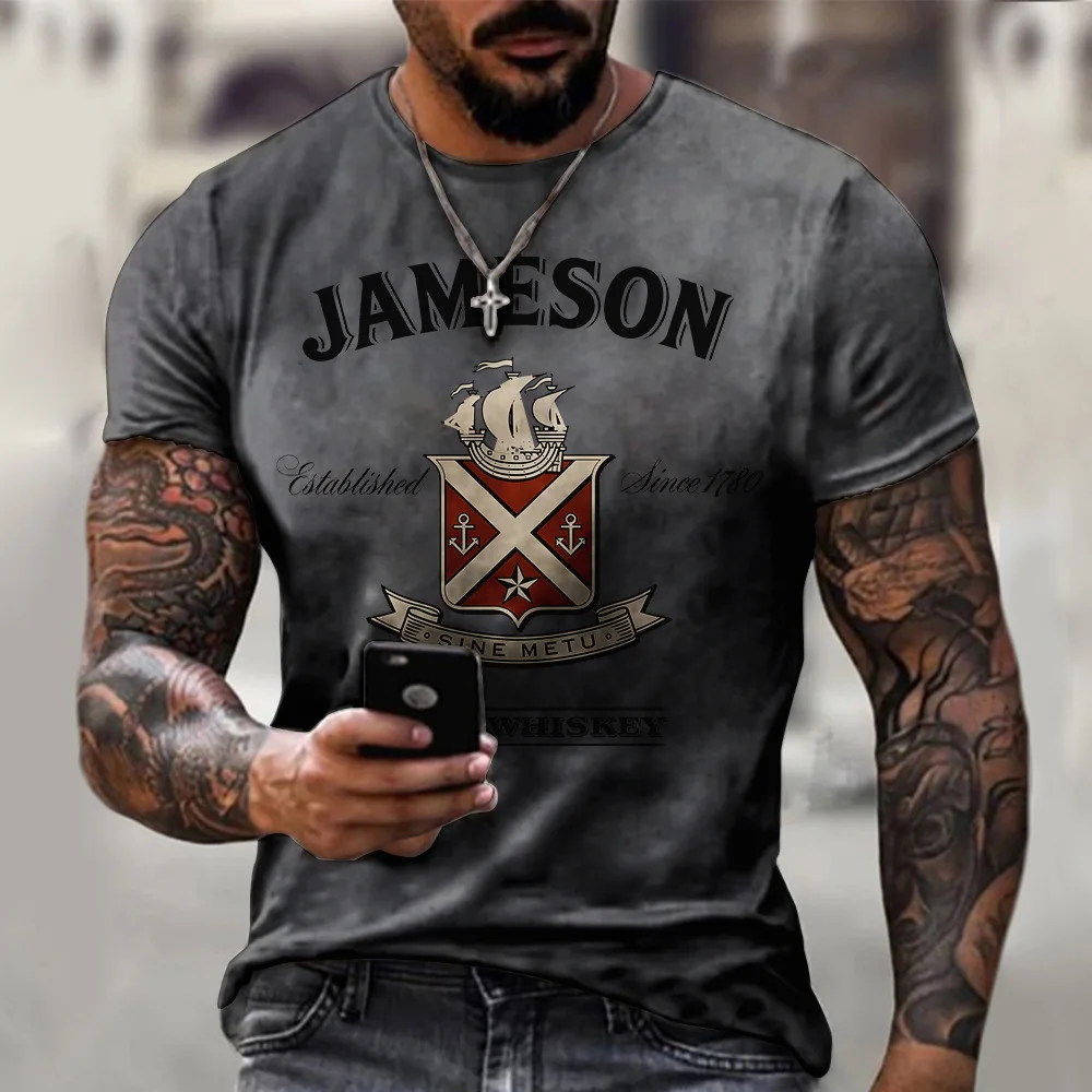 American Oversized T-shirt 3d Printing Men's Retro Summer New Style Street Short-sleeved Clothes Fashion Street Loose Top S-6xl