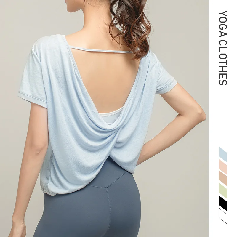 Yoga Top Yoga Shirt Sports Shirt Women Summer Short Sleeve Breathable Quick Dry For Yoga Workout