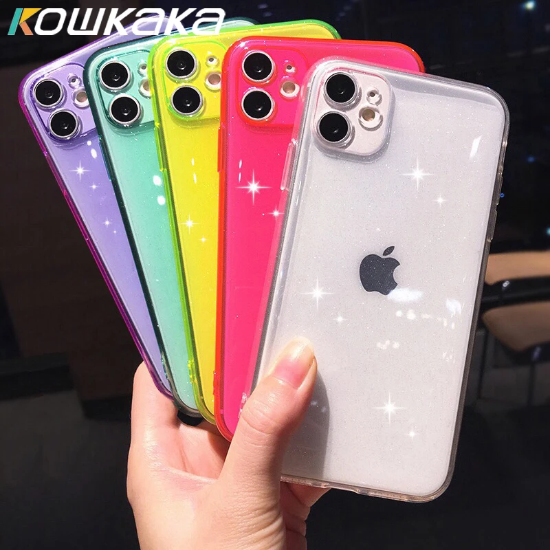 Блестящий Защитный чехол для камеры iPhone 11 Pro Max SE 2020 XR XS X 6 6s 7 8 Plus прозрачный