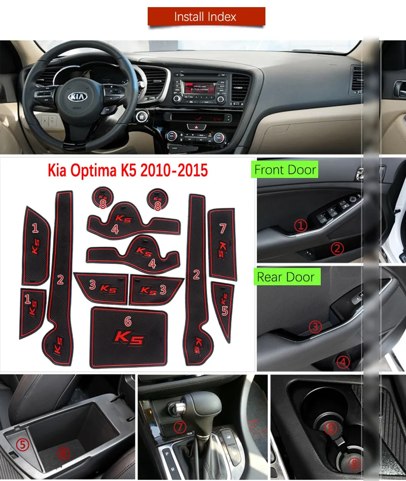 Автомобильный Гаджет Pad для Kia Оптима 2010 2011 2012 2013 KIA K5 TF MK3 аксессуары гелевая накладка резиновая ворота Слот коврики чашки S тапи