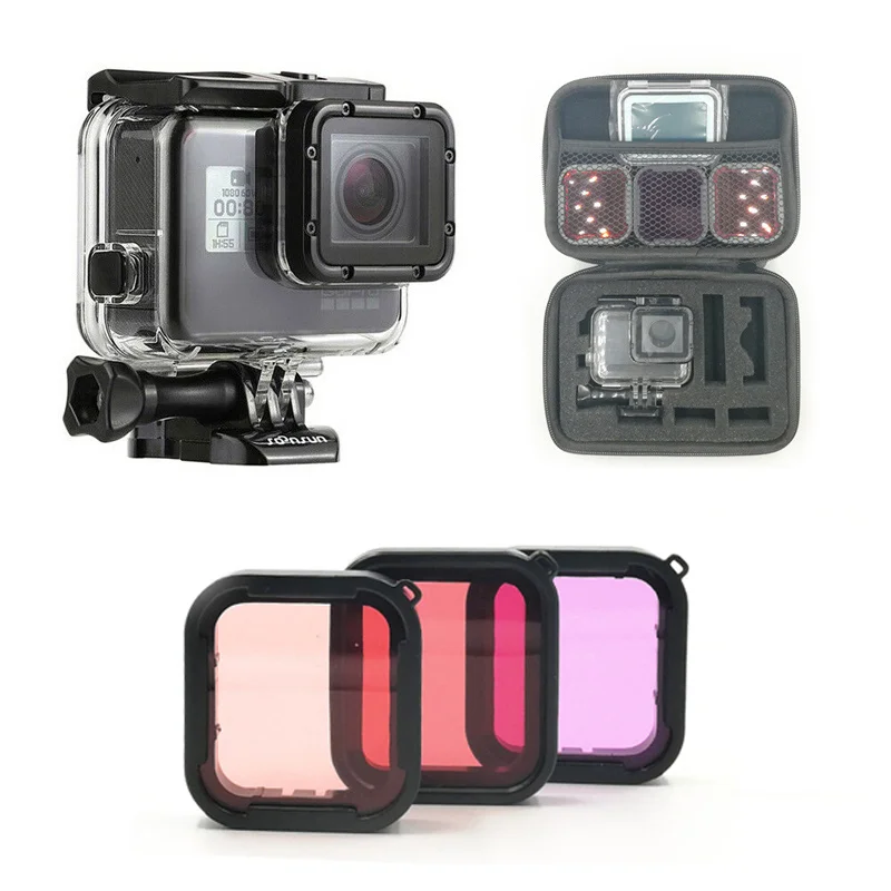 Subacquea 45M Custodia Impermeabile Caso Di Immersione Dive Filtro & Housing & Sacchetto Di Kit Per Gopro Hero5 6 7 Nero Go Pro Accessori