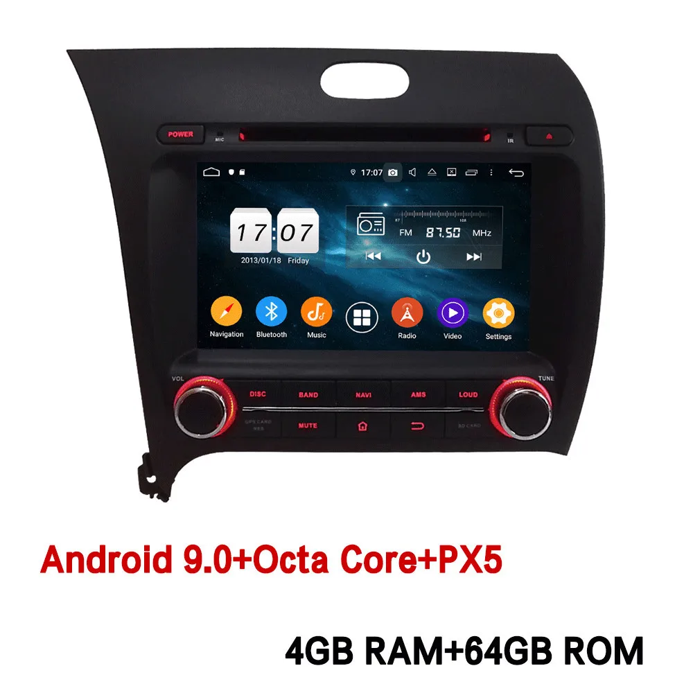 Klyde ips 4G Android 9 Восьмиядерный 4 Гб ОЗУ 64 Гб ПЗУ DSP BT автомобильный DVD мультимедийный плеер стерео gps для Kia K3 Cerato Forte 2012 - Цвет: 4GB RAM x 64GB ROM