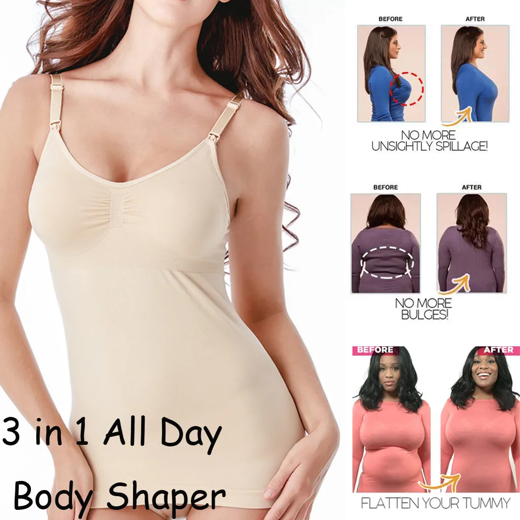 

3 in 1 All Day Shaper Slim Up Lift Plus Size Bra Cami Tank Top Women Body Shaper Push Up Bra Shaper Vest Corset Shapewear z0904