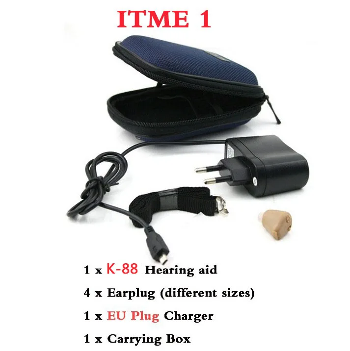 Перезаряжаемый слуховой аппарат, невидимый усилитель звука, регулируемый объем, беспроводные слуховые аппараты для пожилых глухих K-88 K-80 - Цвет: EU plug K-88
