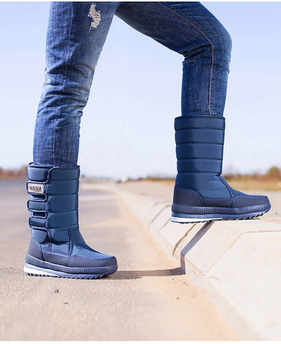 Men Snow Boots Winter Female Boots Thick Plush Waterproof Non-slip Thigh High Boots Large Size 47 Warm Fur Lovers Winter Shoes