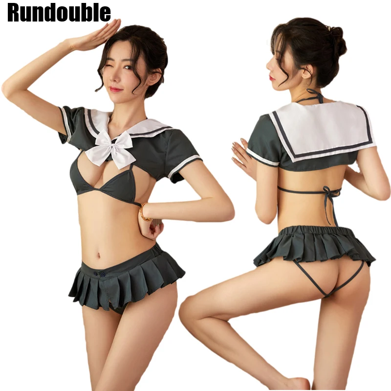 

Sexy School Girls Costumes Women Kawaii Japanese Student Cosplay Erotic Lingerie Sheer Adjustable Bikini Pad Bra Sets Mini Dress