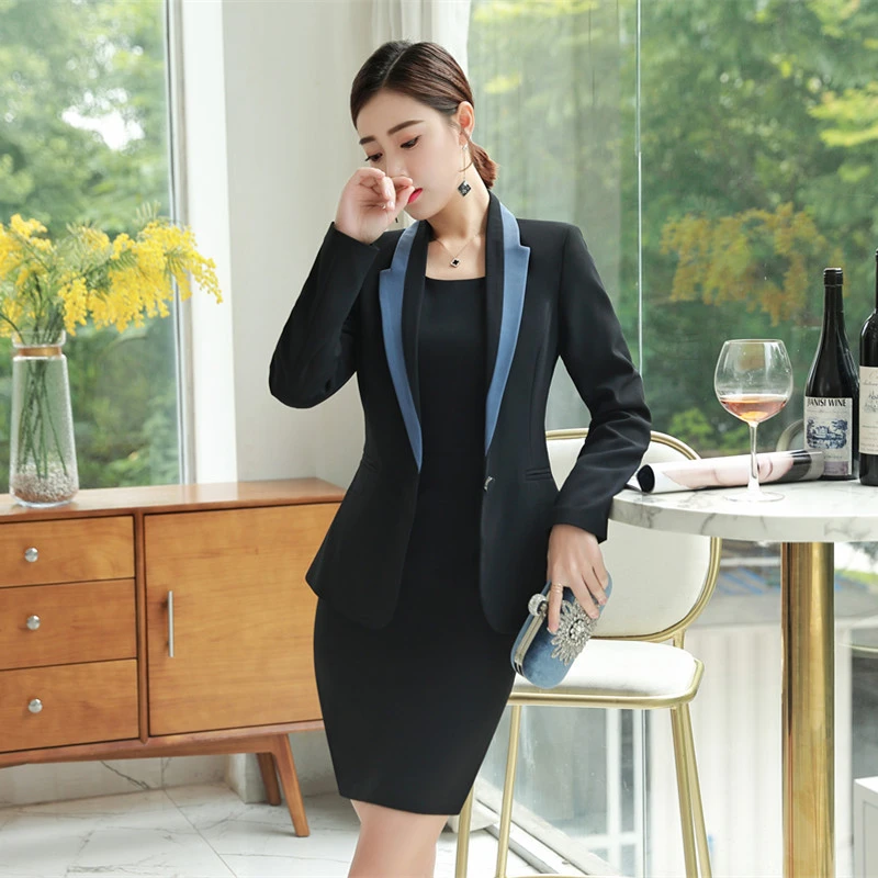 Vestido Formal negro para mujer, Blazer con chaqueta, conjunto de traje, de oficina, trabajo para mujer, elegante de noche|Trajes de vestir| - AliExpress