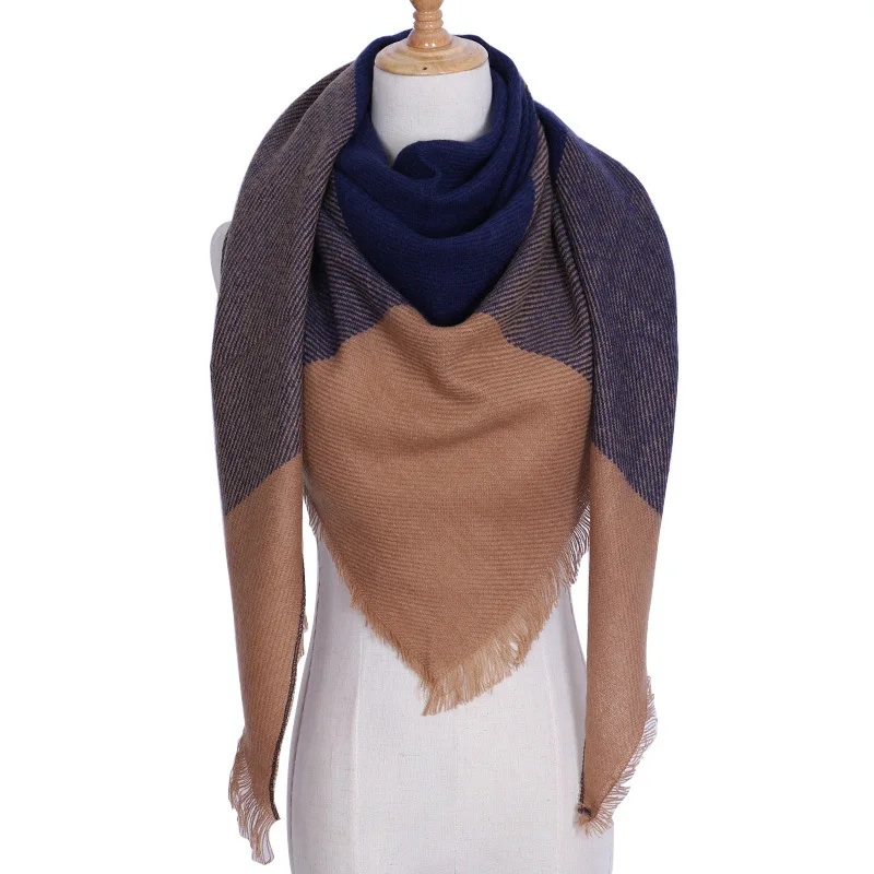 Треугольный осенне-зимний женский шерстяной клетчатый шарф для женщин кашемировый длинный шарф обертывание брендовый бандана одеяло теплый палантин - Цвет: Color 5