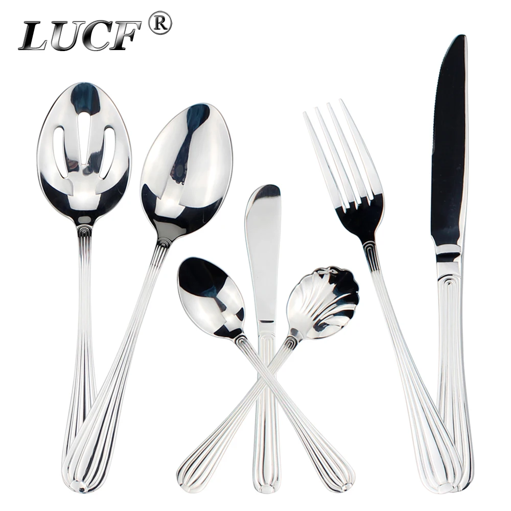 Столовые приборы LUCF из нержавеющей стали с зеркальным покрытием столовые в
