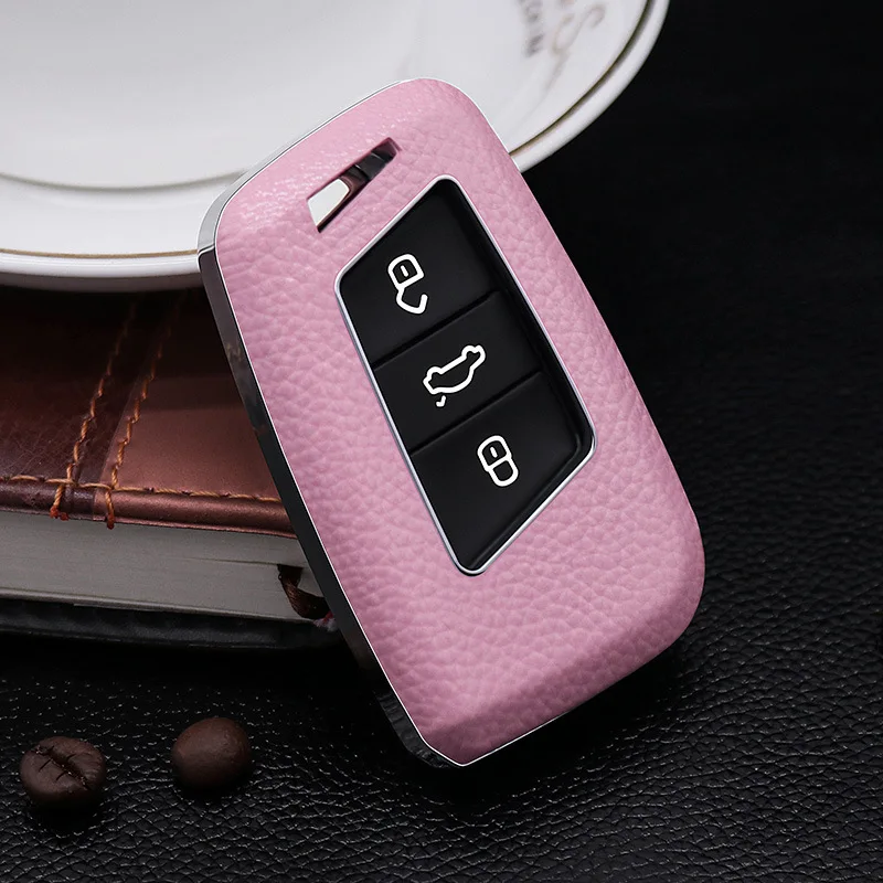 C Pink case Кожаная ключница в виде ракушки Volkswagen VW Magotan Tiguan MK2 Passat B7 B8 CC Skoda Superb A7 - Название цвета: C Pink case