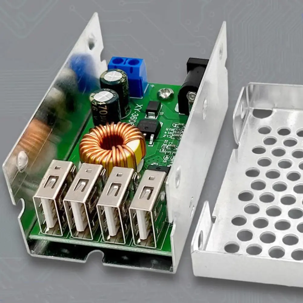 DC-DC 9 V-36 V постоянного тока до 25W 5V 5A 4USB Выход DC понижающий преобразователь вниз Питание модуль с Алюминий оболочка для телефонов