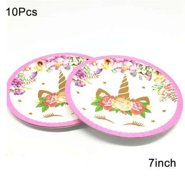 10Pcs 7Inch PlateA Новое поступление Рождественская вечеринка по случаю Дня рождения, праздник подарок для детей милый Единорог телескопическая металлическая книжная полка PAD52 - Цвет: 10Pcs 7Inch PlateA