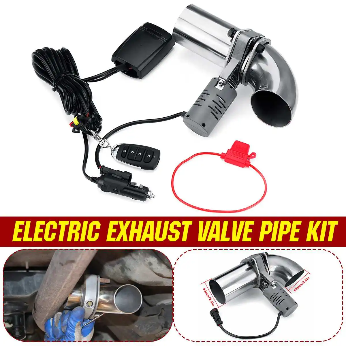 PQY Electric Exhaust Downpipe E-Cutout Dual Valve Pipe Remote Wireless 2pcs Set 3