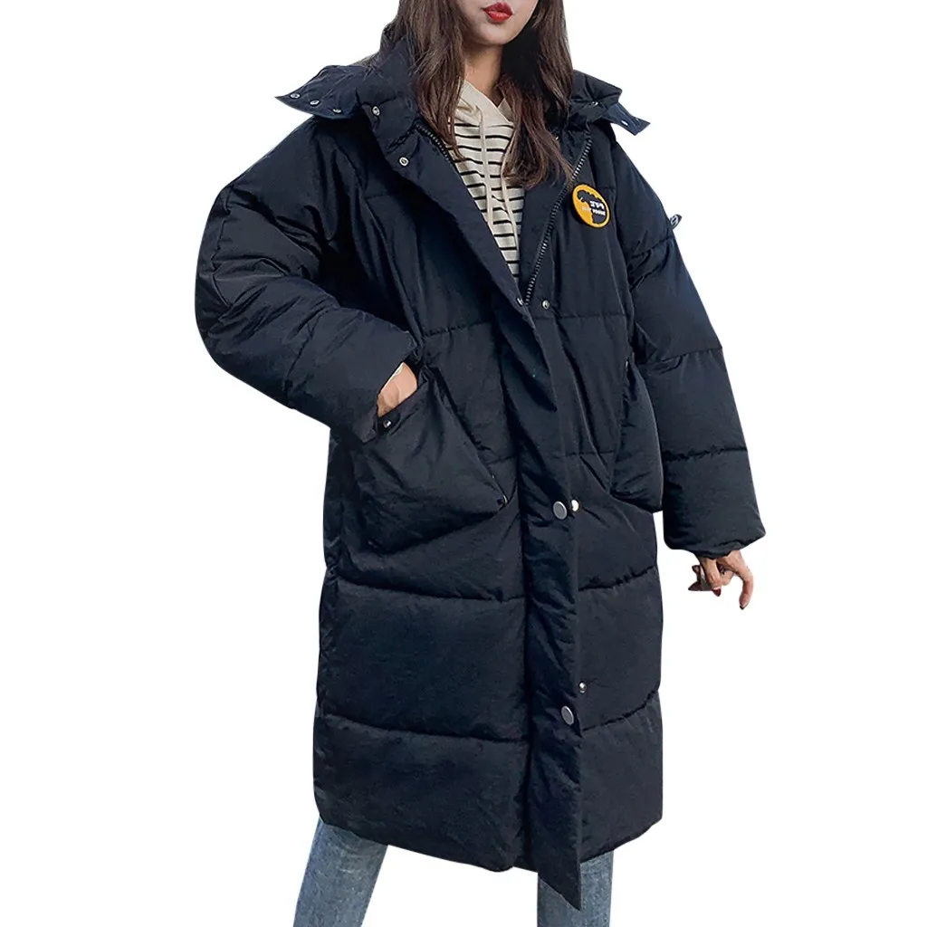 manteau femme winter coat Women Winter Dinosaur Print Hooded Pocket Long Sleeve Coat abrigos mujer invierno