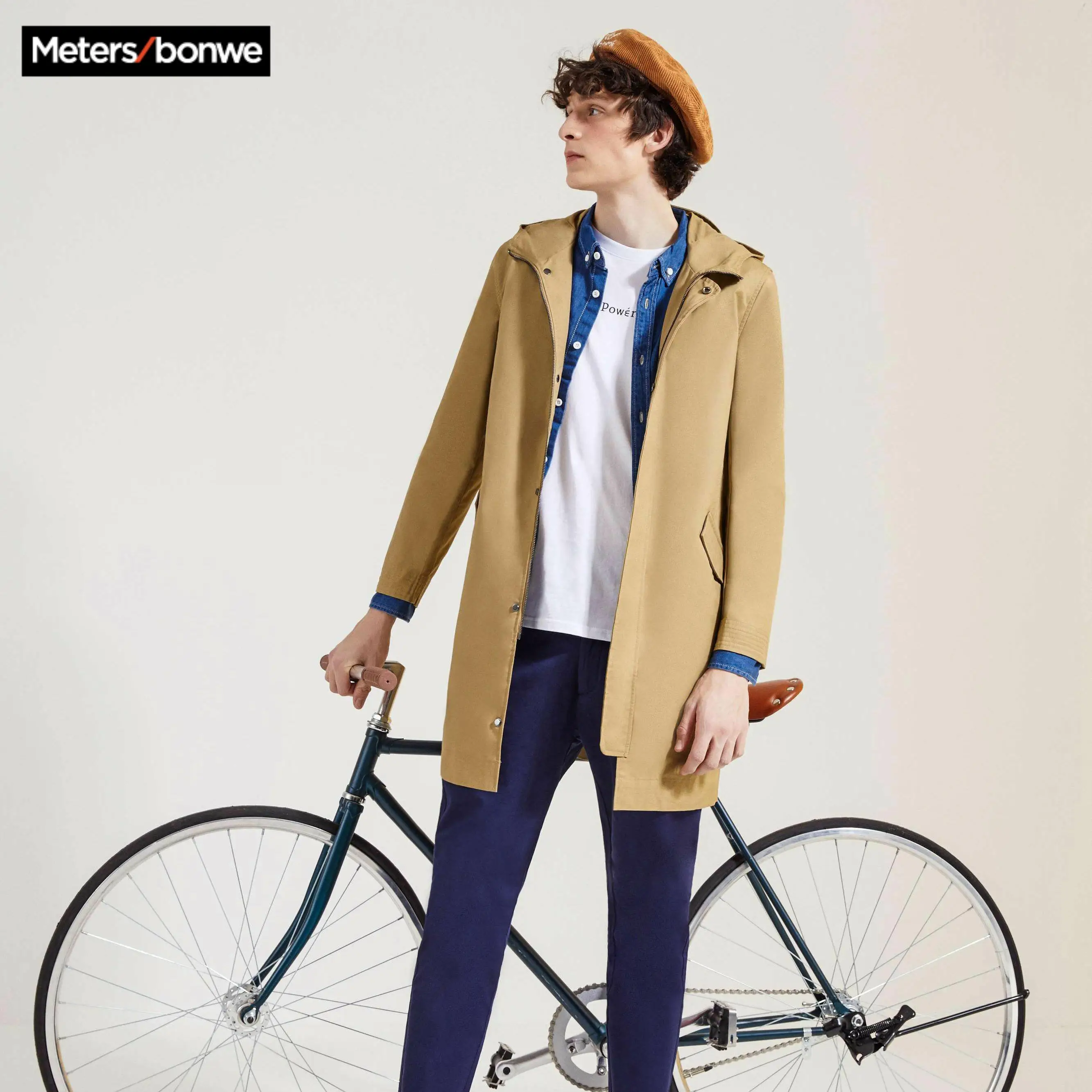 Metersbonwe Мужская Осенняя Повседневная Длинная Куртка Тренч мужская мода с