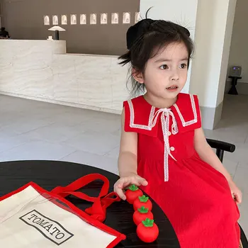 

Kids Dresses for Summer Children Clothes Girls' Pure All Cotton Princess Dress Preppy Style Skirt Toddler Dress Sleeveless Dress