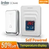 VeryHome-timbre inalámbrico autogenerador, receptor impermeable, botón de batería, enchufe europeo y australiano, pantalla de temperatura ► Foto 1/6