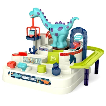 

Dinosaur Big Adventure Toy Car Train Break Through The Pass Track Sliding Manual Educational Toy Rail Car Popular Birthday Gift