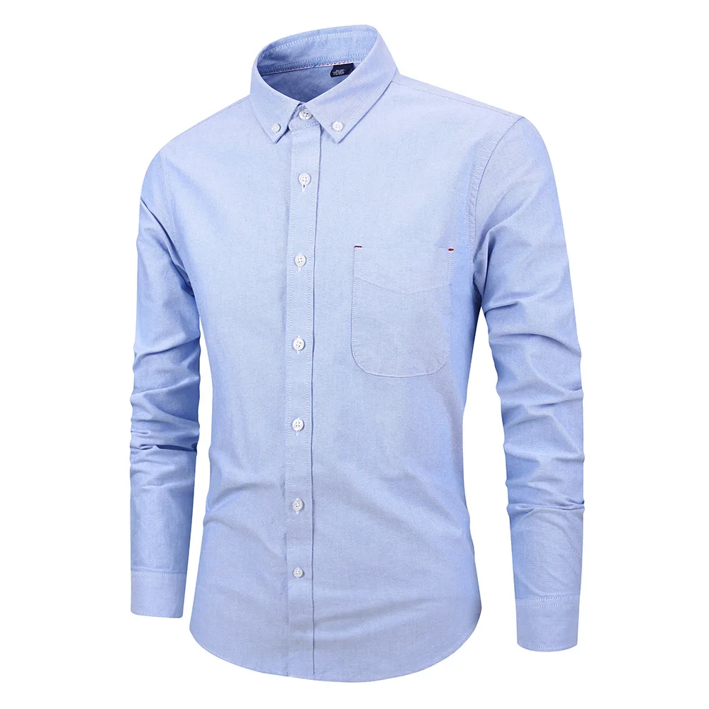

Mens Shirts Long Sleeve Solid Oxford Dress Shirt Skin-Frinedly High Quality Male Casual Regular Slim Fit Tops Button Down Shirt