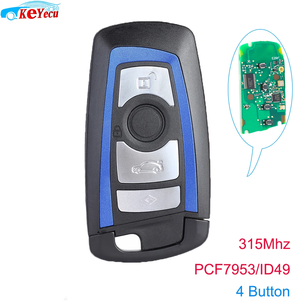 Keyecu синий 4 кнопки FSK 315 МГц PCF7953 дистанционный брелок для BMW F шасси FEM/BDC CAS4 CAS4+ FCCID: YGOHUF5767