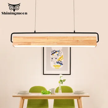 

Modern Solid Wood and Iron Led Bulb Pendant Lights Kitchen Restaurant Decor Pendant Lamp Reading Room Lighting Light Fixtures