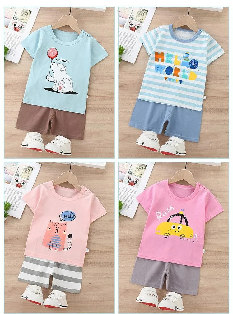 baby clothing set line Set Infantil Casual Summer Kids Clothes Baby Tshirt+shorts 2PCS Cartoon Pure Cotton Short Sleeve Suit Girl Set Boys Clothing baby clothing set essentials