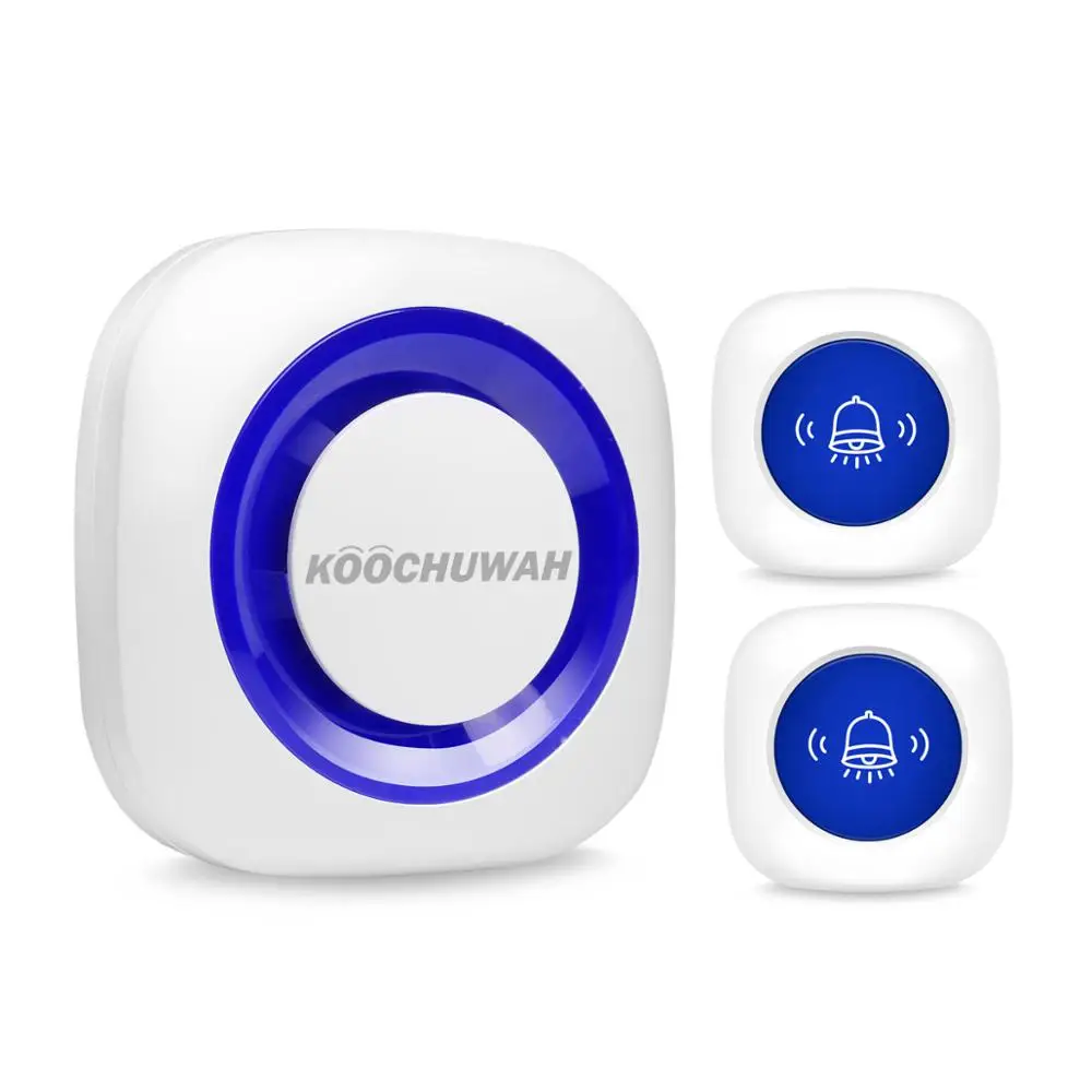 Беспроводная система охранной сигнализации для дома с тревожной кнопкой SOS и кнопкой дверного звонка, питание от аккумулятора, звуковая сигнализация, 52 кольца, регулируемая
