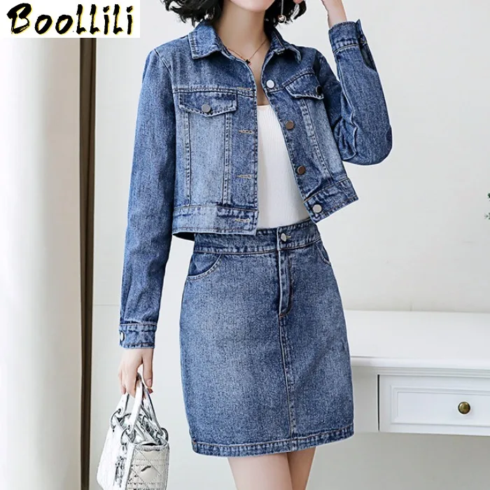2 piece denim jacket and skirt
