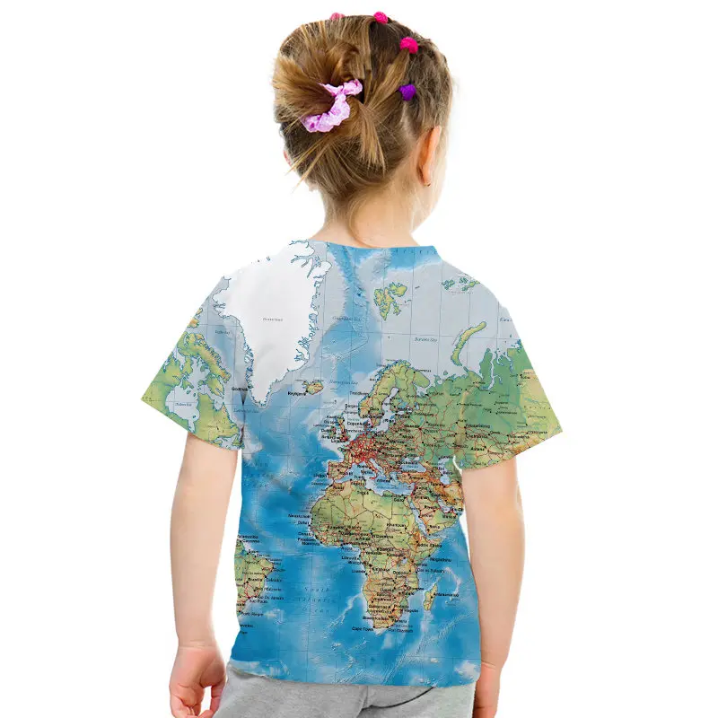 Брендовая детская футболка с изображением карты приключений Забавные футболки с героями мультфильмов летняя модная футболка с аниме детские футболки с 3D рисунком для мальчиков и девочек, Новинка